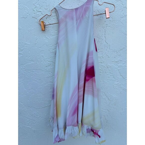 Adam Selman Womens Sleeveless Button Down Ruffled Printed Mini Dress Multi Sz 0 - Picture 2 of 11